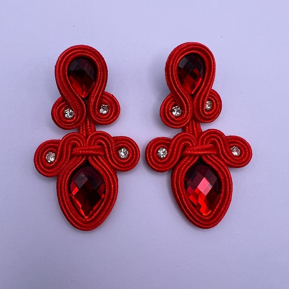 Sultry Red Evening Earrings - Elegant Stylish Earrings - Stylish Earrings - Picture 9 of 9